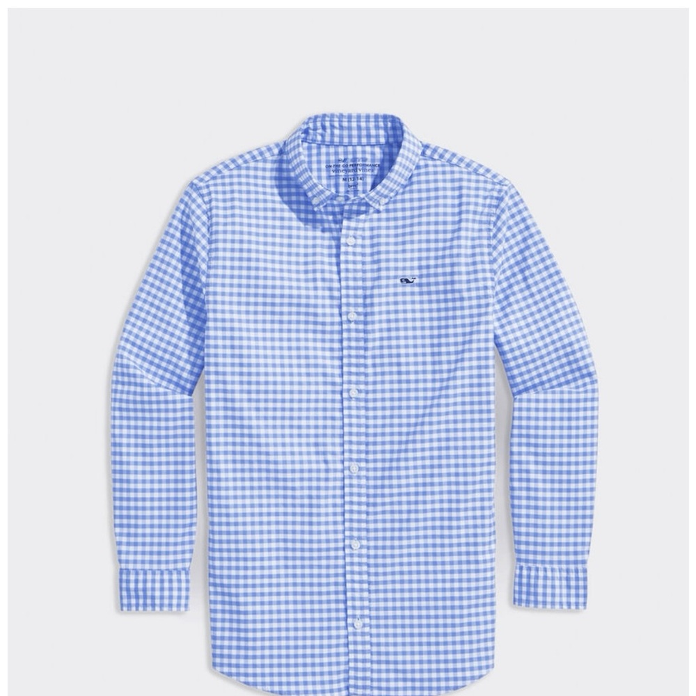Vineyard Vines Kids Blue Gingham Button Down Shirt